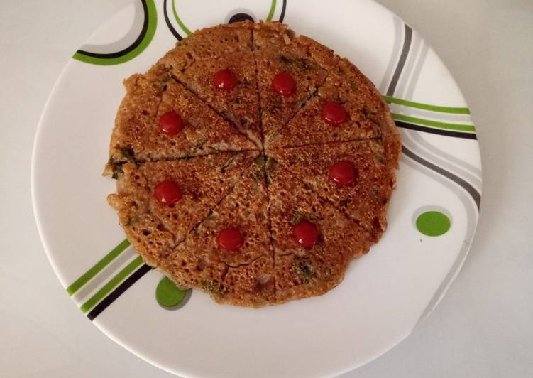 Oats, spinach & beetroot pan cake