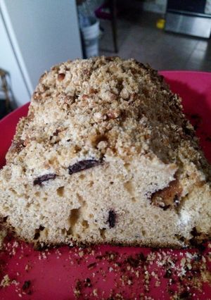 Una foto de Budín de limón con crumble con azúcar mascabo