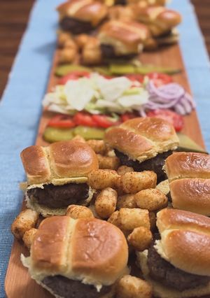A picture of Sliders charcuterie board.