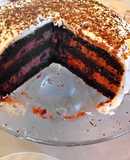 Rusztikus meggyes, csokis torta