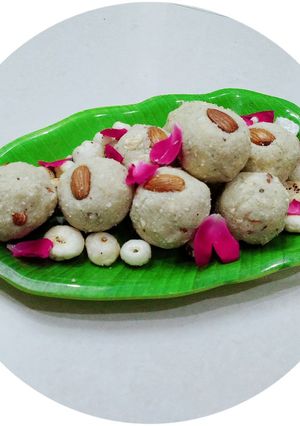 A picture of Makhana Coconut laddu.