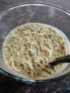 A picture of Moong Beans and Coconut Flake Soup.