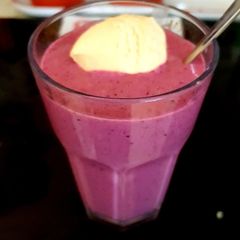 A picture of My Mixed Berry Smoothy with Vanilla Ice Cream. 😊.