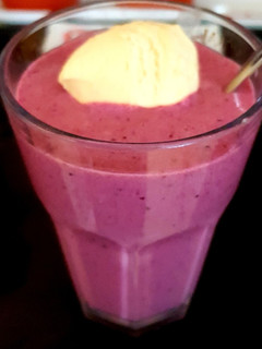 A picture of My Mixed Berry Smoothy with Vanilla Ice Cream. 😊.