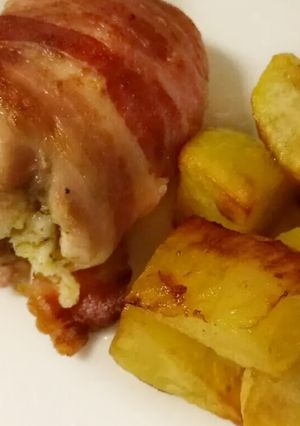 A picture of Sage and onion stuffed chicken thighs.
