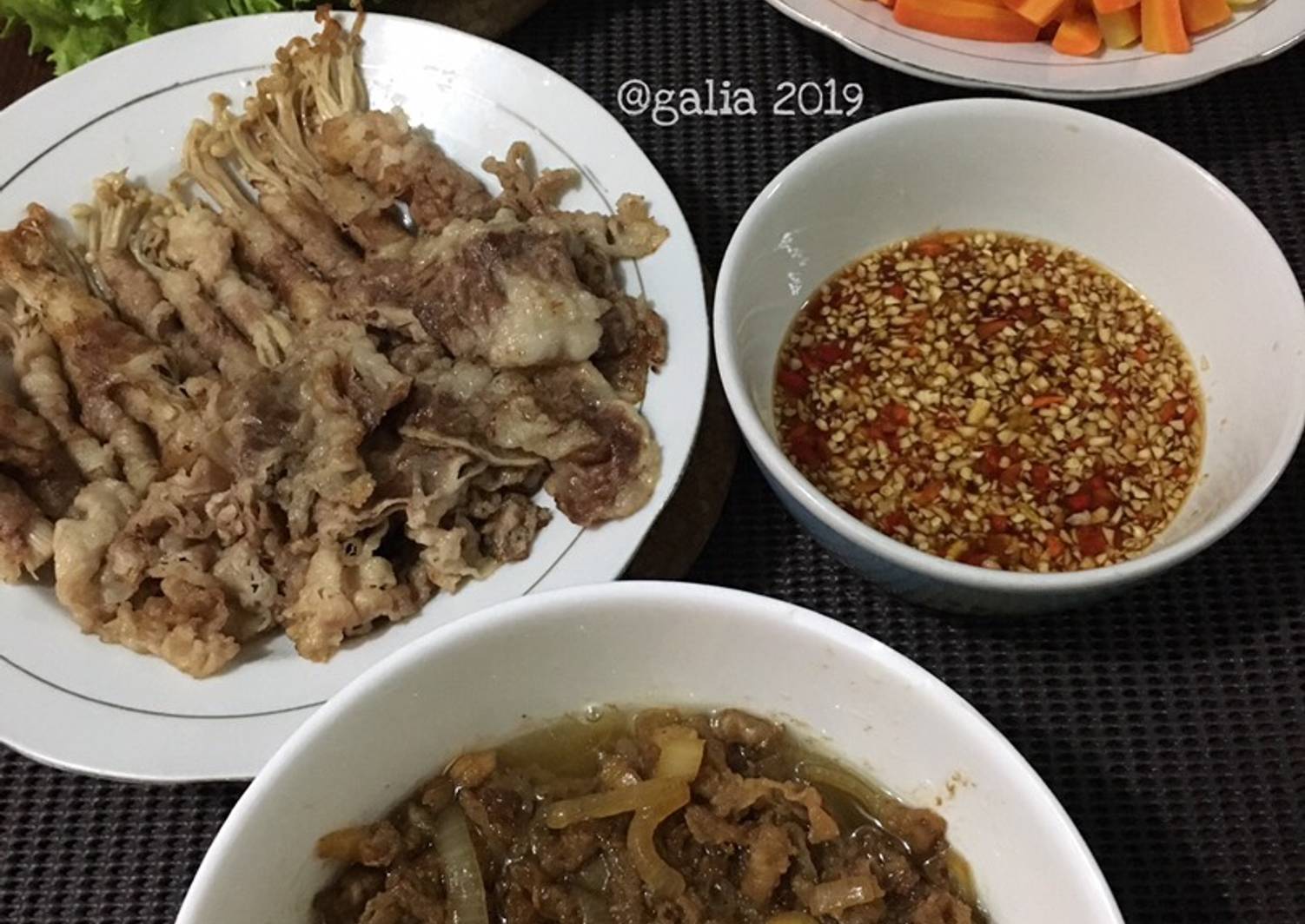 Resep Grill meat slice with enoki aka daging slice panggang dengan