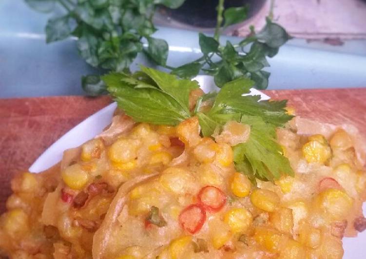 Cara buat Dadar Jagung Pedas Manis Sederhana Untuk Jualan