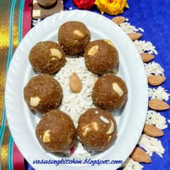 A picture of Poha badam ladoo.