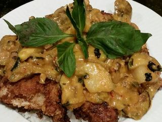 Brad's fried chicken with thai panang curry sauce