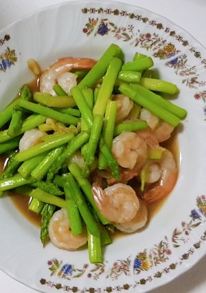 รูปของ ผัดหน่อไม้ฝรั่งกุ้งสด
