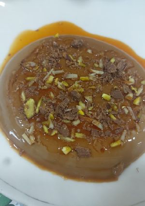 A picture of Custard coffee caramel pudding.