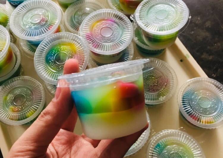 Resep Puding Mozaik ❤️💛💚💙, Bisa Manjain Lidah