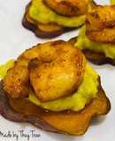 Finger Food 👌6: Khoai lang mật + sốt trái bơ + tôm áp chảo  “Món bốc tay mới đúng điệu” Rau củ nướng