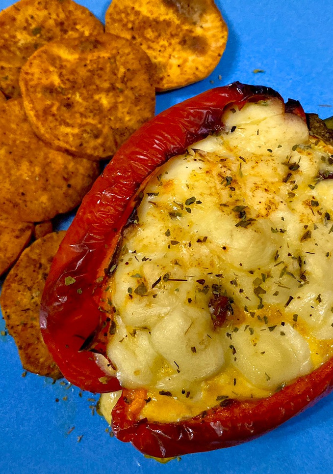 Una foto de Pizza con base de pimiento