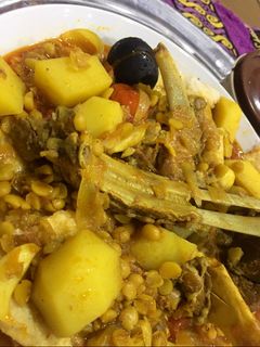 صورة لوصفة تشريب لحم غنم مع عظم على طريقتي