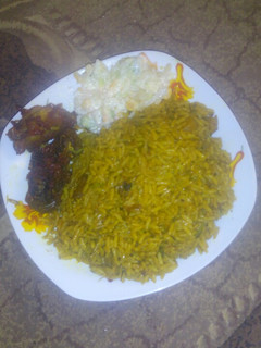 A picture of Fried rice wt soy sauce.