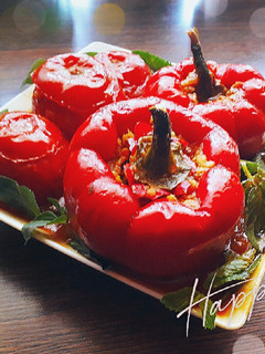 عکسی از دستور دلمه فلفل و گوجه