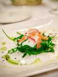 65ºC / 149ºF slow cooked egg with salmon rocket salad