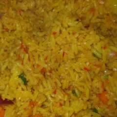 A picture of Curry jollof rice.