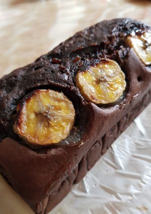 A picture of Banana Chocolate Pancake Mix Cake.