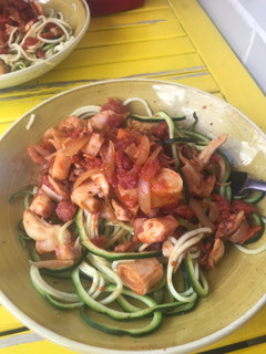 Una foto de Pasta de calabacín frutti di mare