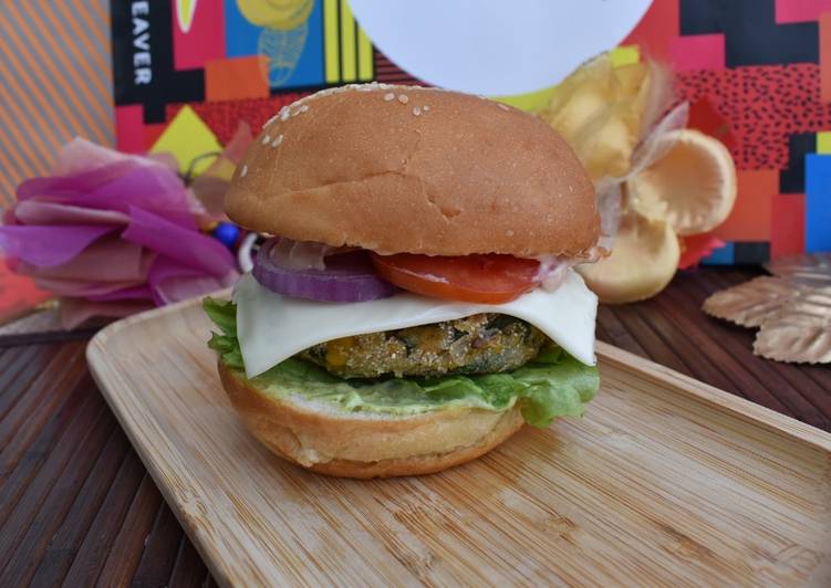 Recipe of Tastefully Spinach Corn Patty Burger