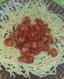 Fideos Spaghetti con Salsa Roja🍝😍❤