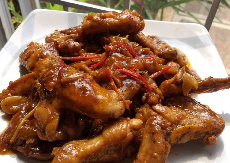 step by step Memasak Sesame oil chicken wings with lemon Jadi, Sempurna