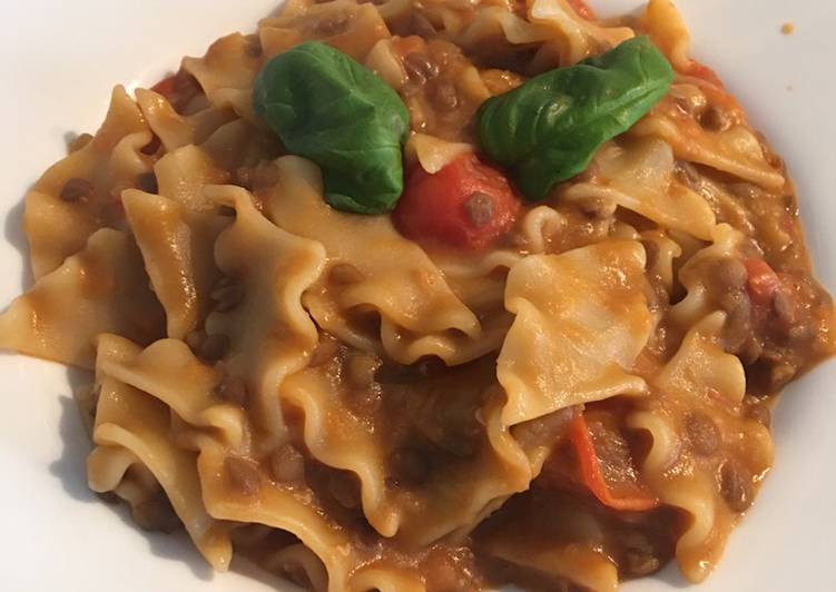 Pasta e lenticchie con pomodorini