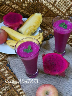 Foto resep Mix Fruits Smoothies (Apel Buah Naga Nanas Pisang)