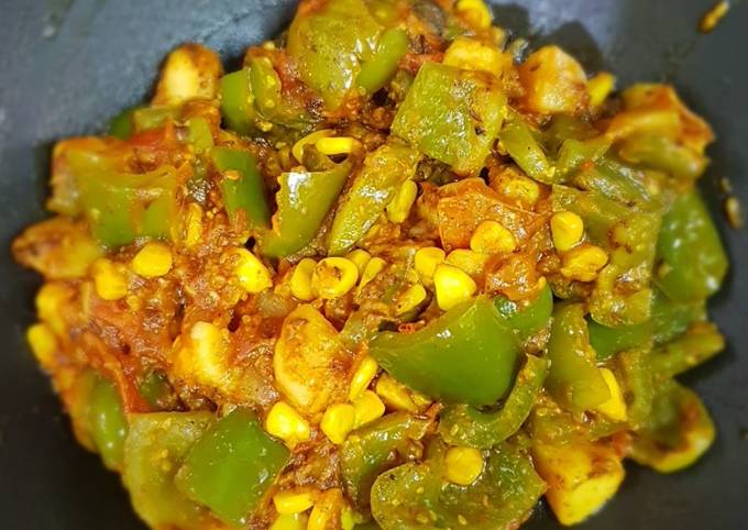 Aalu shimla mirch corn recipe