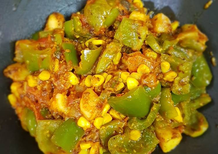 Recipe of Homemade Aalu shimla mirch corn recipe