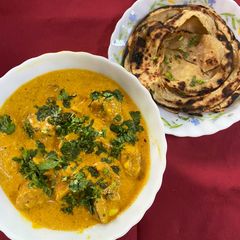 Tandoori chaap with lachha paratha (panjabi style) A picture of Tandoori chaap with lachha paratha (panjabi style).