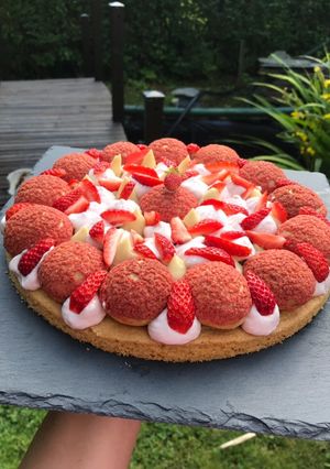 Une photo de Tarte fraise rhubarbe 😋