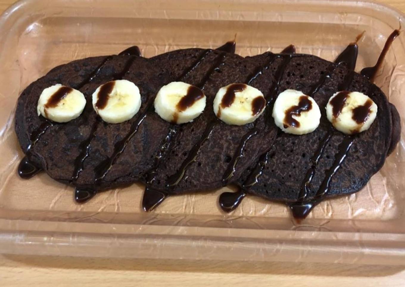 Banana casserole without chocolate pancake eggs