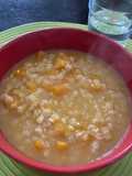 Sopa de calabaza y queso azul