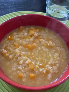 Una foto de Sopa de calabaza y queso azul