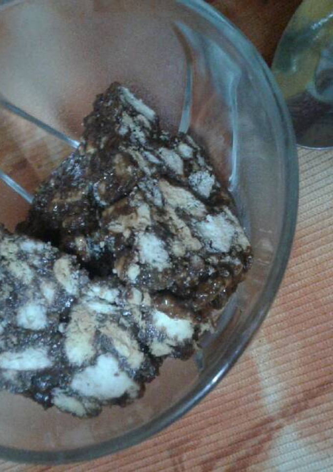 Una foto de Salchichón de chocolate en pocos pasos re fácil