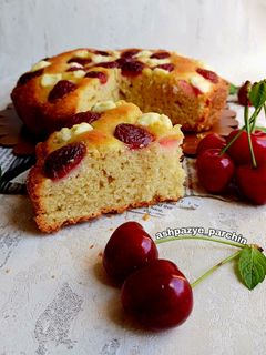 عکسی از دستور کیک گیلاس و پنیر با فر دستساز 🌸