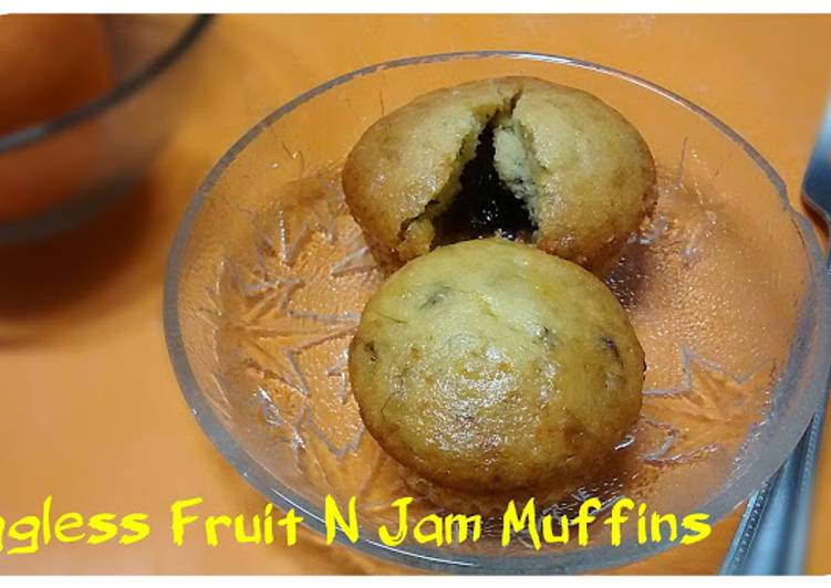 Recipe: Appetizing Eggless Butterless Jam 'N' Fruit Muffin