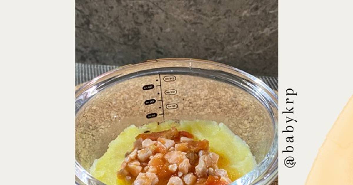 Resep Mpasi 9 bulan kentang salmon saus tomat oleh angelrivaldi Cookpad