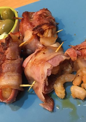 Una foto de •Camarones con tocino Método Grez•