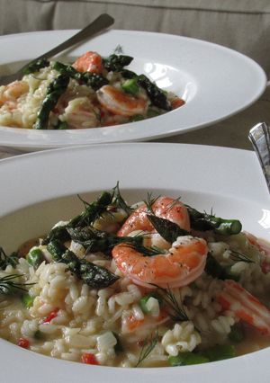 A picture of Prawn and Asparagus Risotto.
