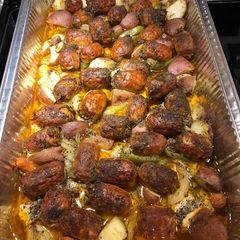 A picture of Roasted Chicken Thighs with Hot Italian Sausage.