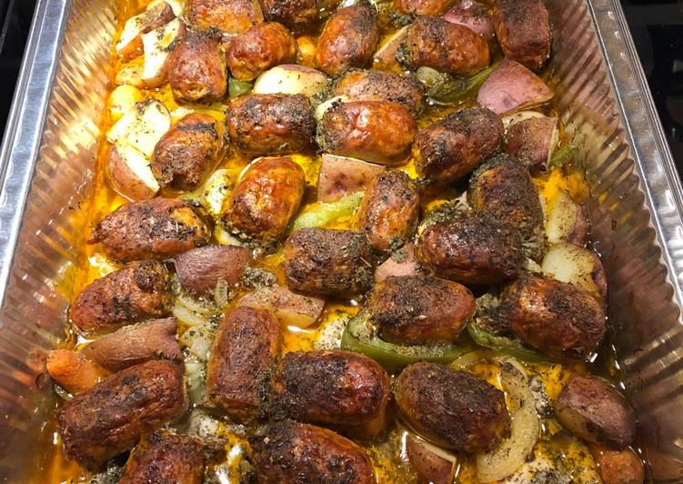 Tasy Roasted Chicken Thighs with Hot Italian Sausage