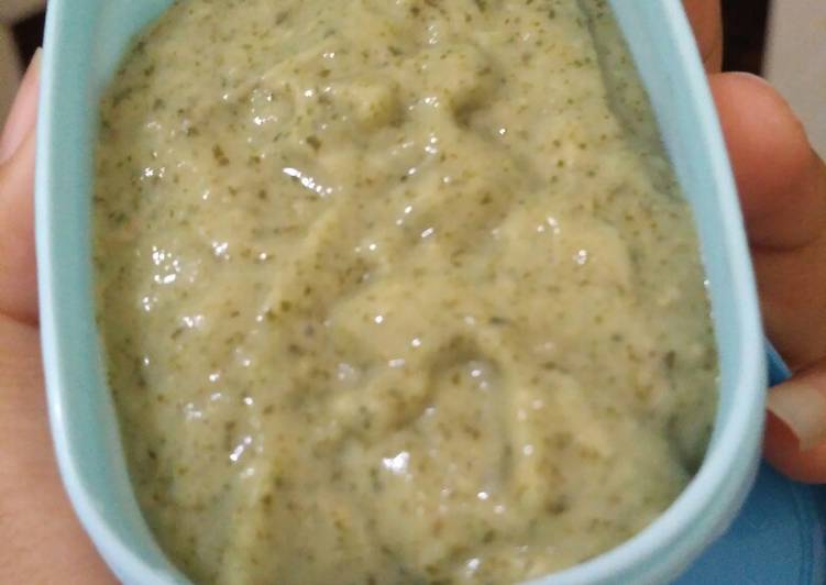 Mpasi 6m+ 4🌟 : oats, kangkung, bayam, tahu sutra