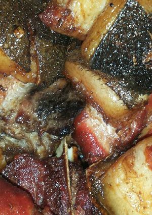 A picture of Fried pork meat.