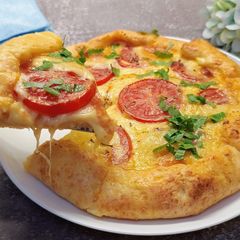 A picture of Tomato & Mozzarella Breakfast Pie with Cottage Cheese Dough.
