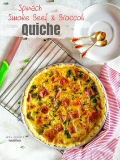 Foto resep Spinach Smoke Beef & Broccoli Quiche(#cocomtangLINDA)