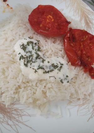 عکسی از دستور کته با گوجه سرخ شده